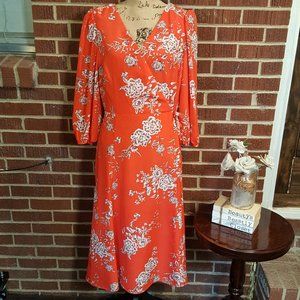 Vince Camuto Surplice Wrap Floral Midi Dress NWT